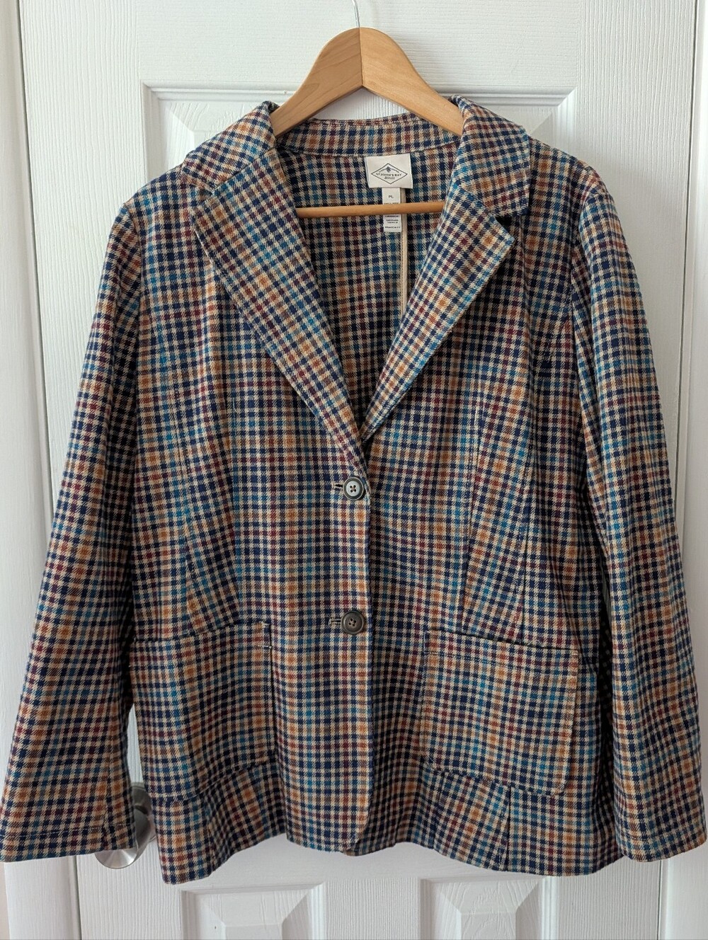 St John's Bay Plaid Blazer Petite Large